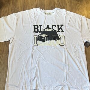 Black Igloo Oversized White Short Sleeve Graphic Tee with Black and white print